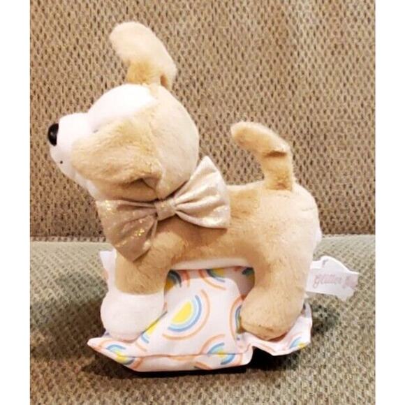 Glitter Girls Battat 5 Inch Brown White Dog Stuffed Animal Plush Toy On Pillow - Picture 2 of 11
